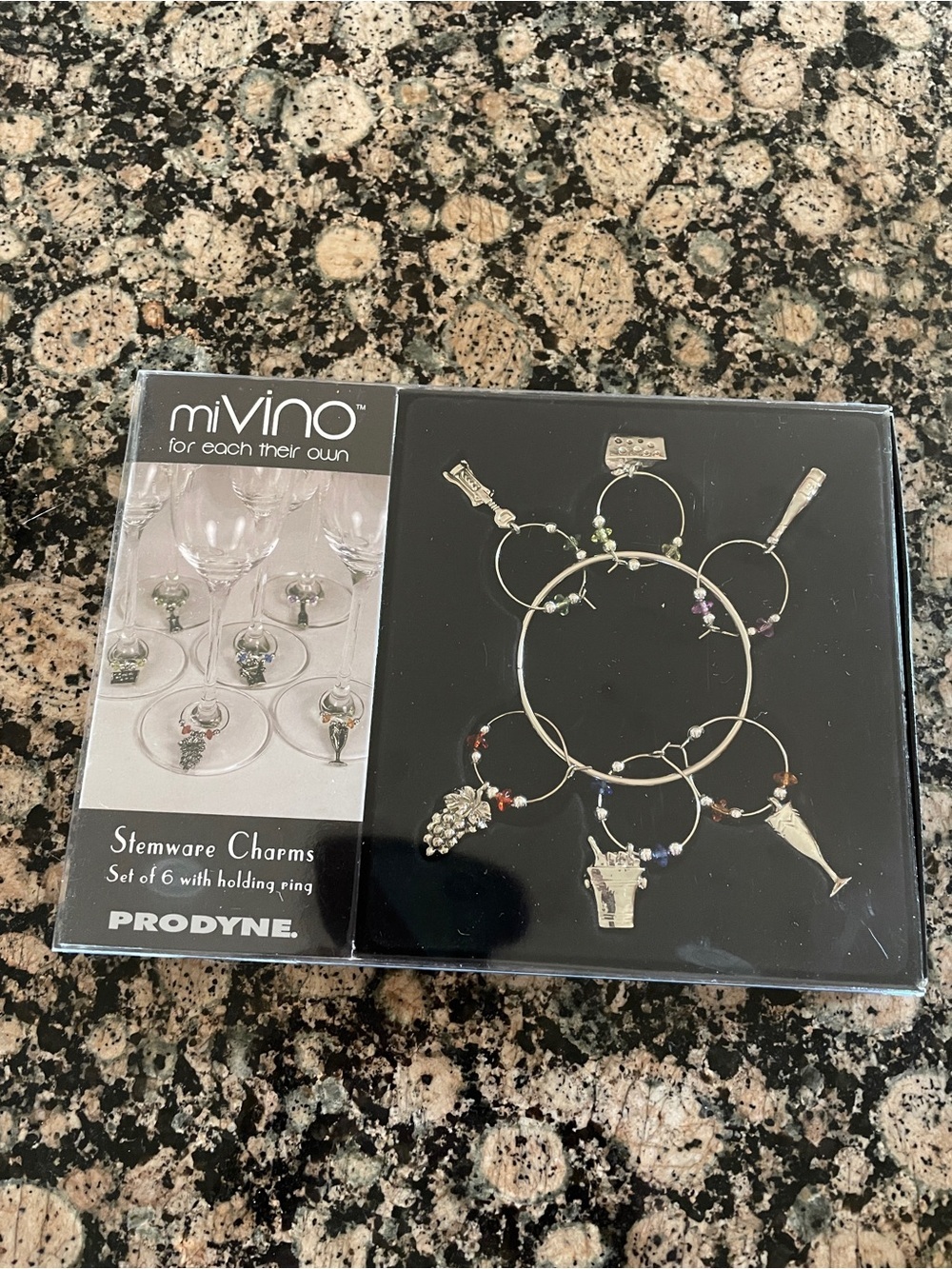 NIB Prodyne miVino Stemware Charms Set of 6 Wine Glass Markers Party